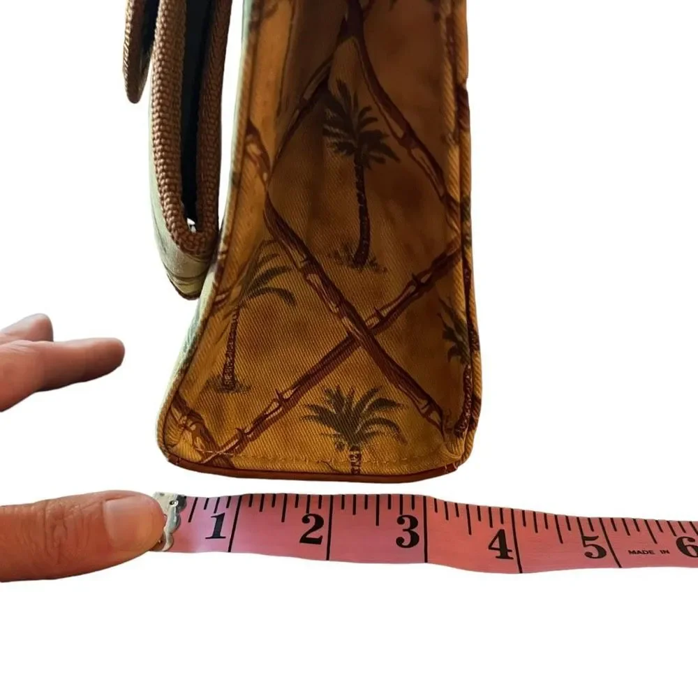 Palm‎ Tree Purse Handbag Tan Brown Green Embellishments Vacation Beach Cruise